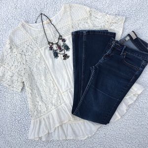Cream lace detail top